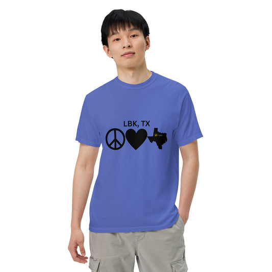 Men’s garment-dyed heavyweight Peace Love Lubbock t-shirt
